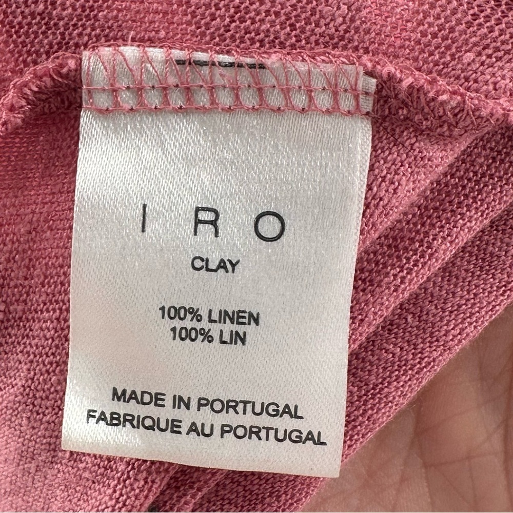 IRO womens T-shirt size M pink mauve distressed lightweight 100% linen - Picture 13 of 15